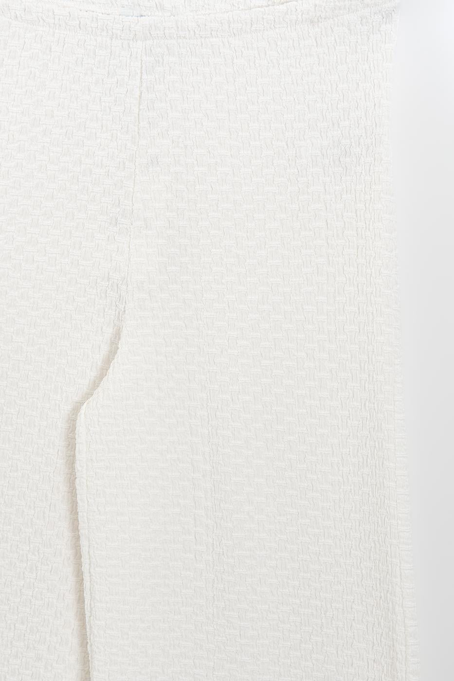 Textured Wide-Leg Pants White