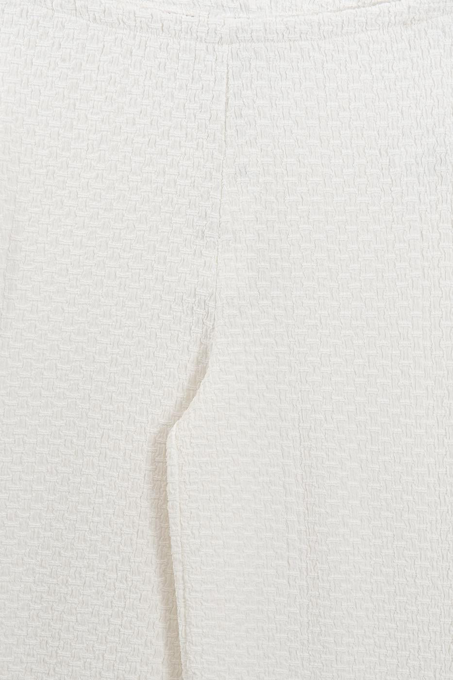 Textured Wide-Leg Pants White