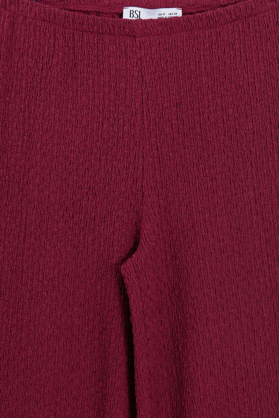 Textured Wide-Leg Pants Burgundy