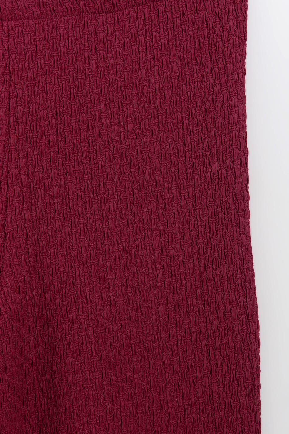 Textured Wide-Leg Pants Burgundy