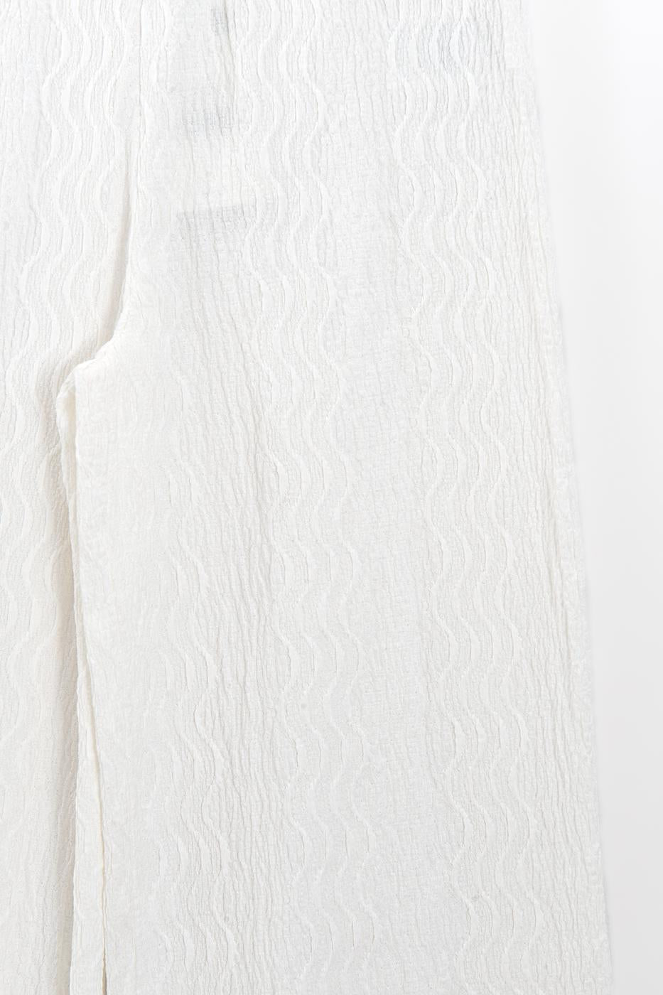 Textured Wide-Leg Pants Ecru