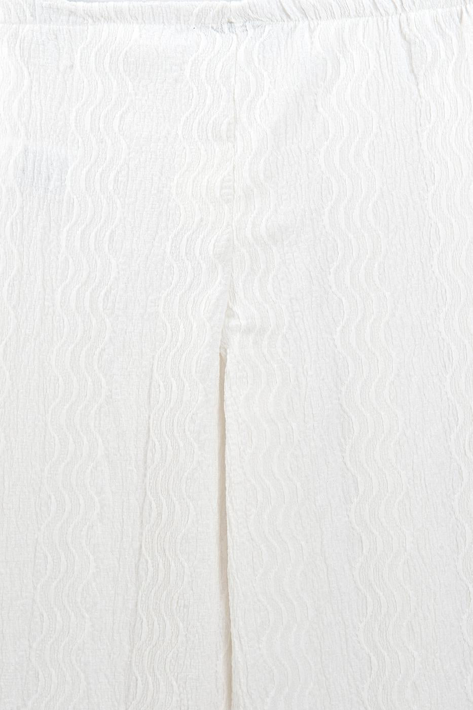 Textured Wide-Leg Pants Ecru