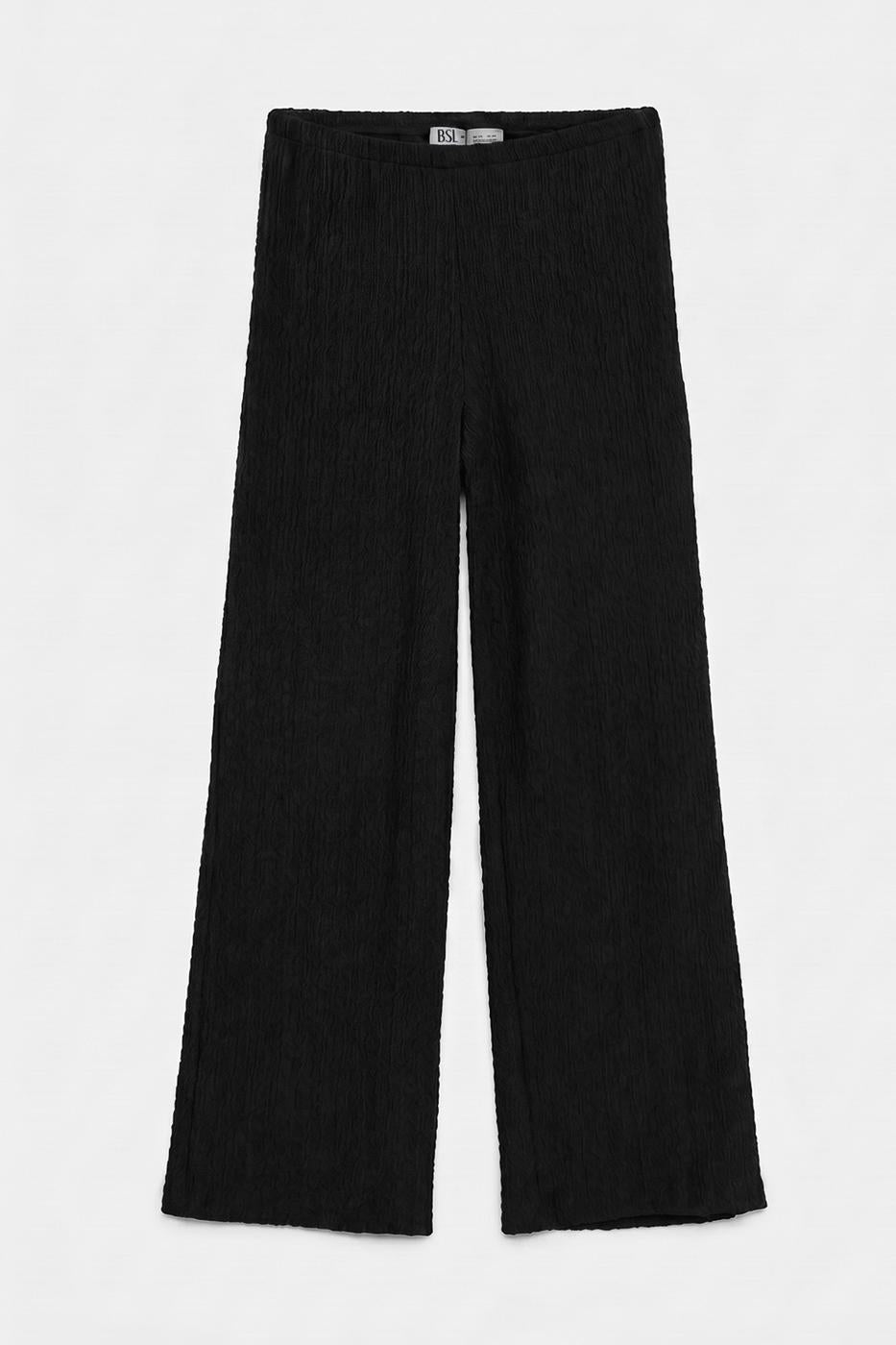 Textured Wide-Leg Pants Black