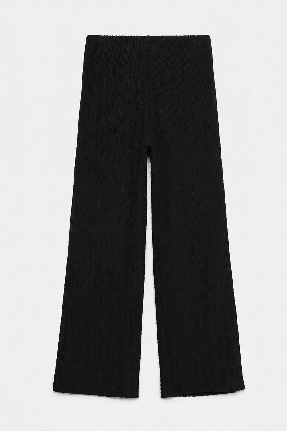 Textured Wide-Leg Pants Black