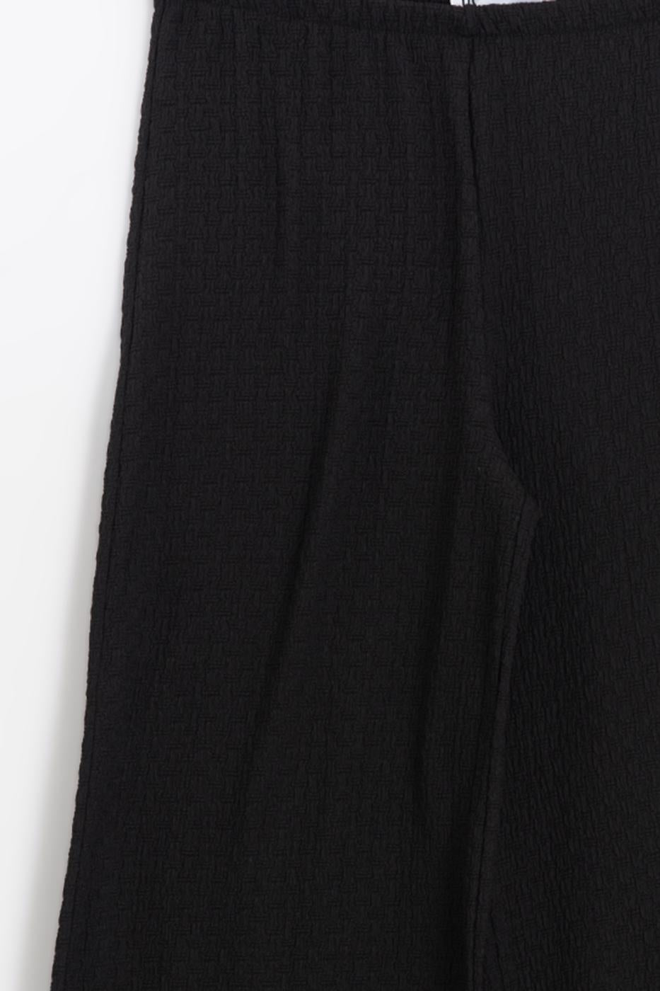 Textured Wide-Leg Pants Black