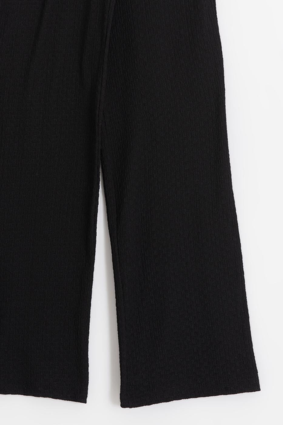 Textured Wide-Leg Pants Black
