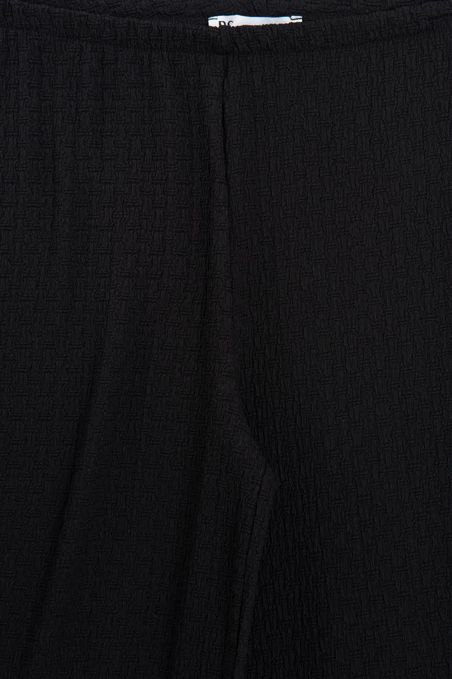 Textured Wide-Leg Pants Black