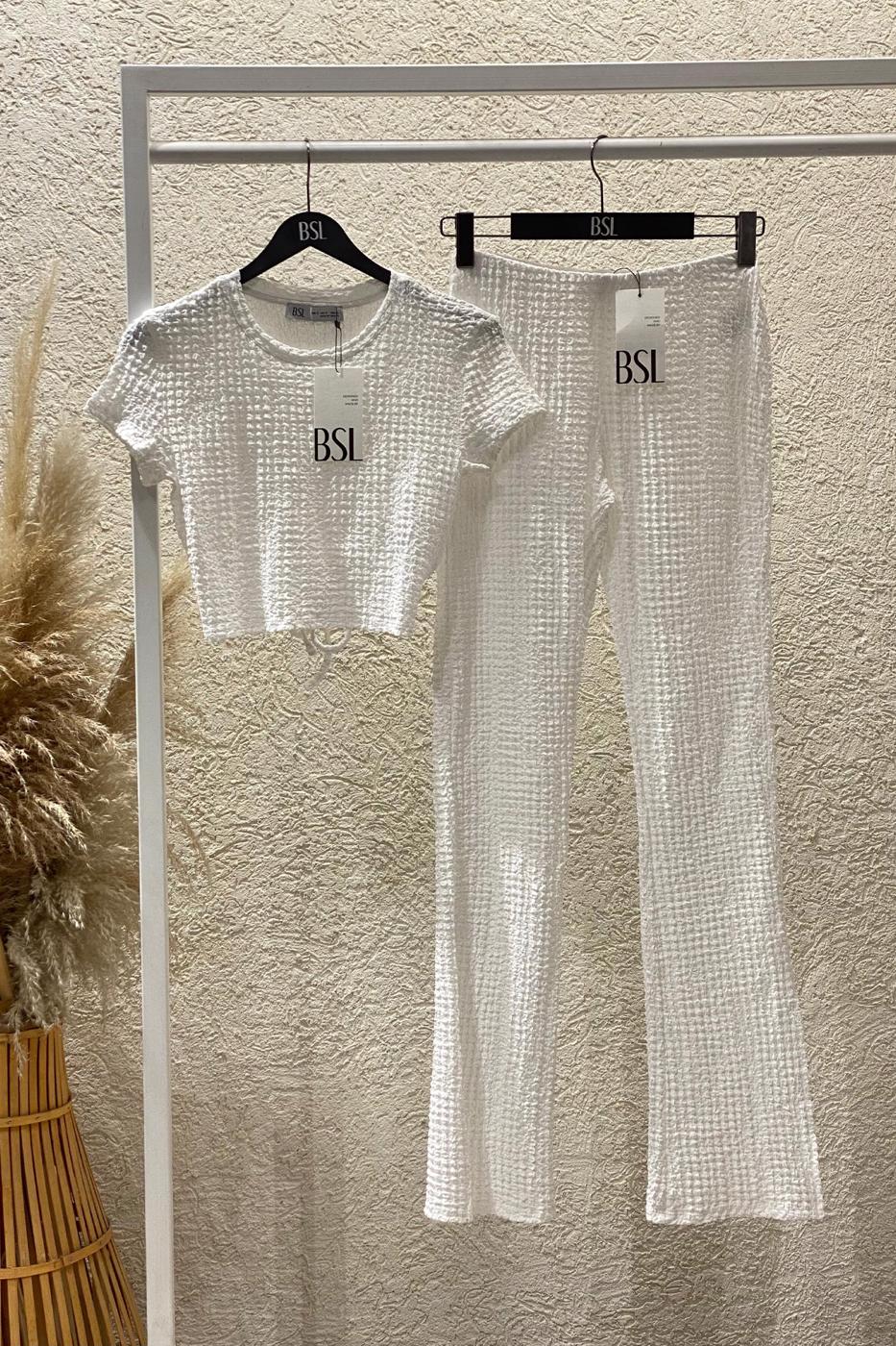 Textured Crop Top Off whıte