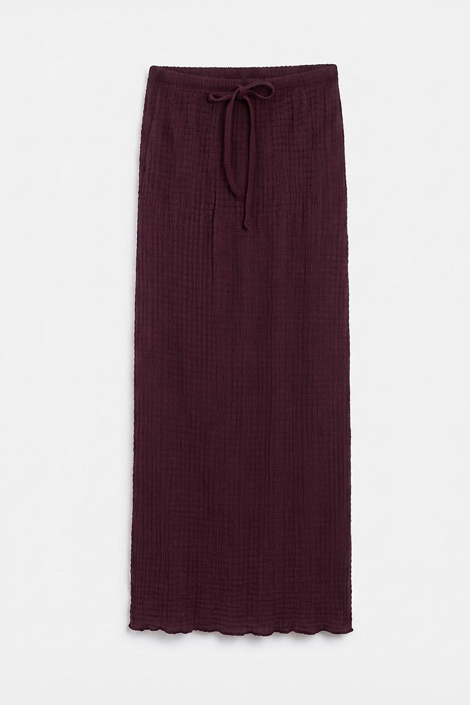 Textured Slim-Fitting Midi Skirt Burgundy