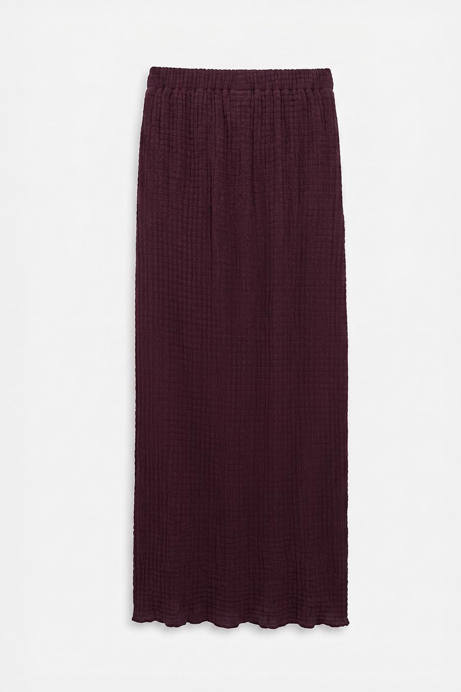 Textured Slim-Fitting Midi Skirt Burgundy