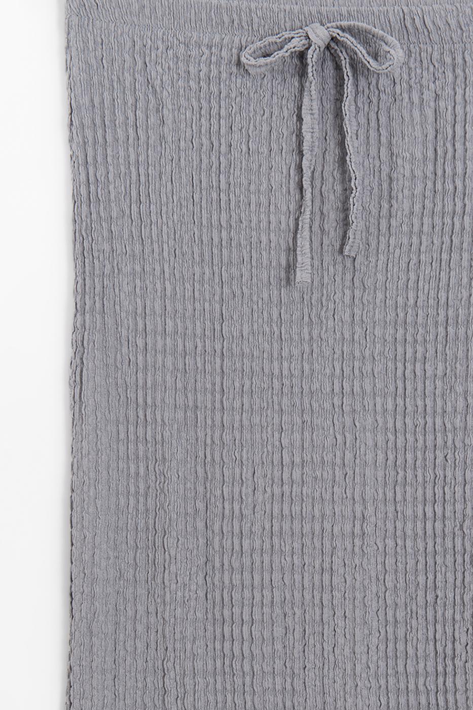 Textured Slim-Fitting Midi Skirt Grey