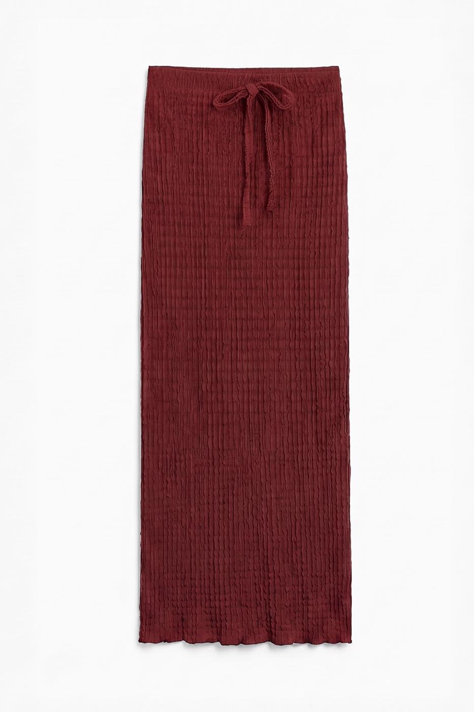Textured Slim-Fitting Midi Skirt Tile
