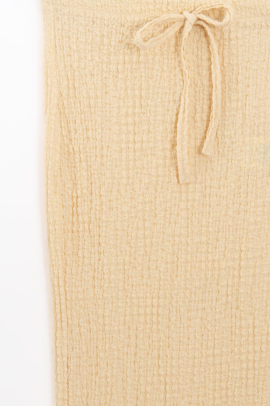 Textured Slim-Fitting Midi Skirt Yellow