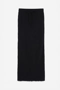 Textured Slim-Fitting Midi Skirt Black