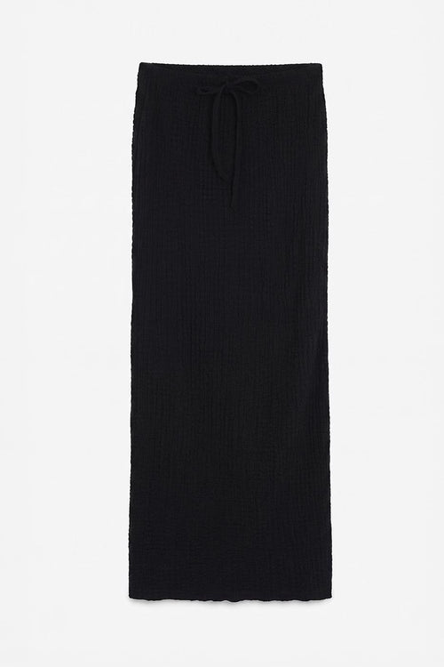 Textured Slim-Fitting Midi Skirt Black