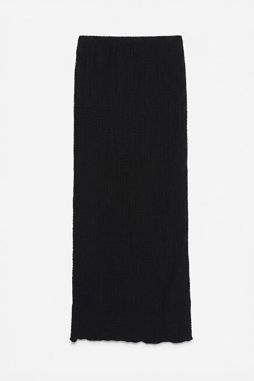 Textured Slim-Fitting Midi Skirt Black