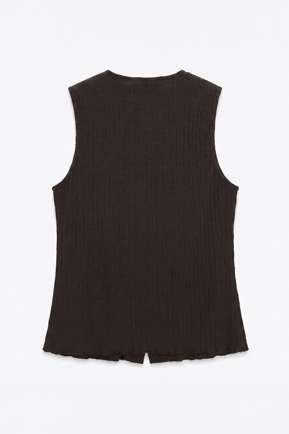 Textured Buttoned Vest Brown