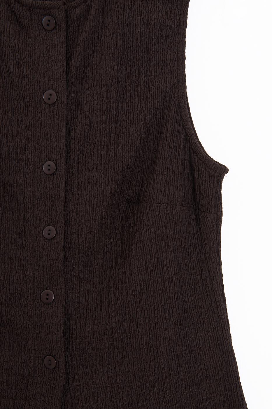 Textured Buttoned Vest Brown