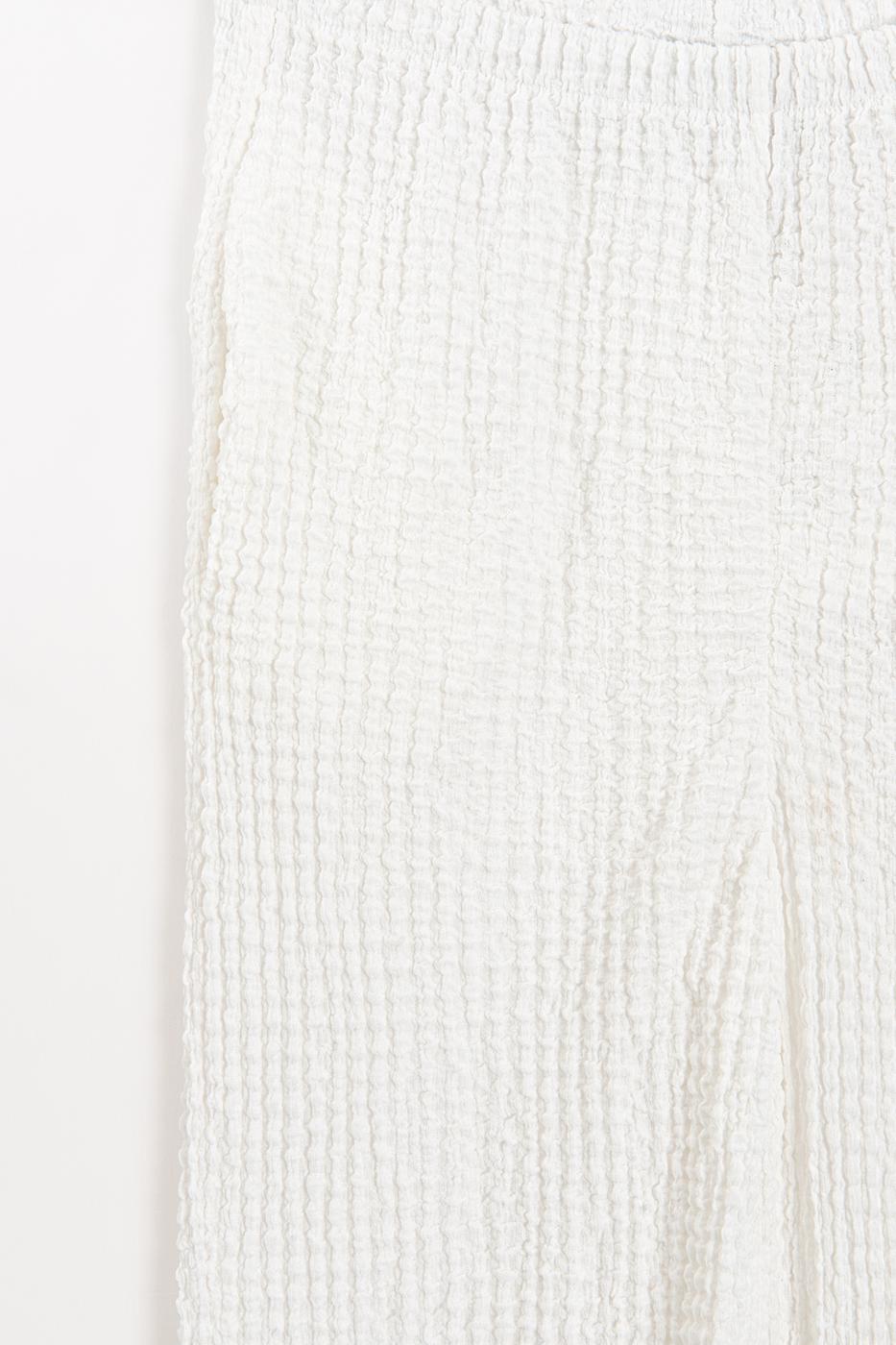 Textured Straight Cut Trousers White