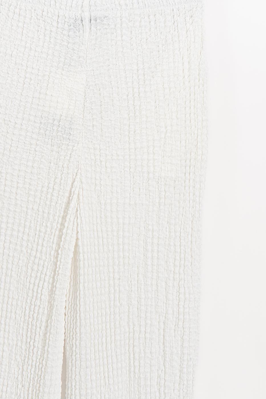 Textured Straight Cut Trousers White