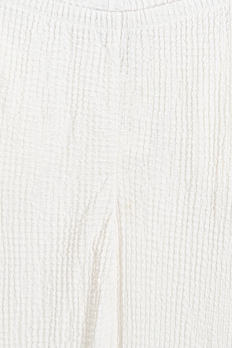 Textured Straight Cut Trousers White