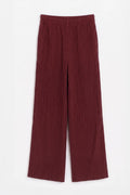 Textured Straight Cut Trousers Burgundy