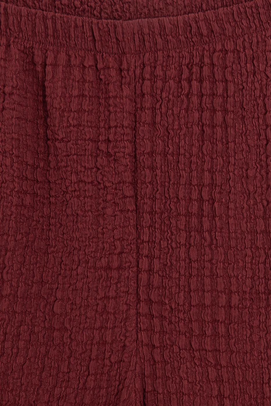Textured Straight Cut Trousers Burgundy