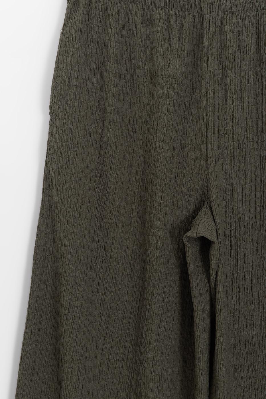 Textured Straight Cut Trousers Khaki