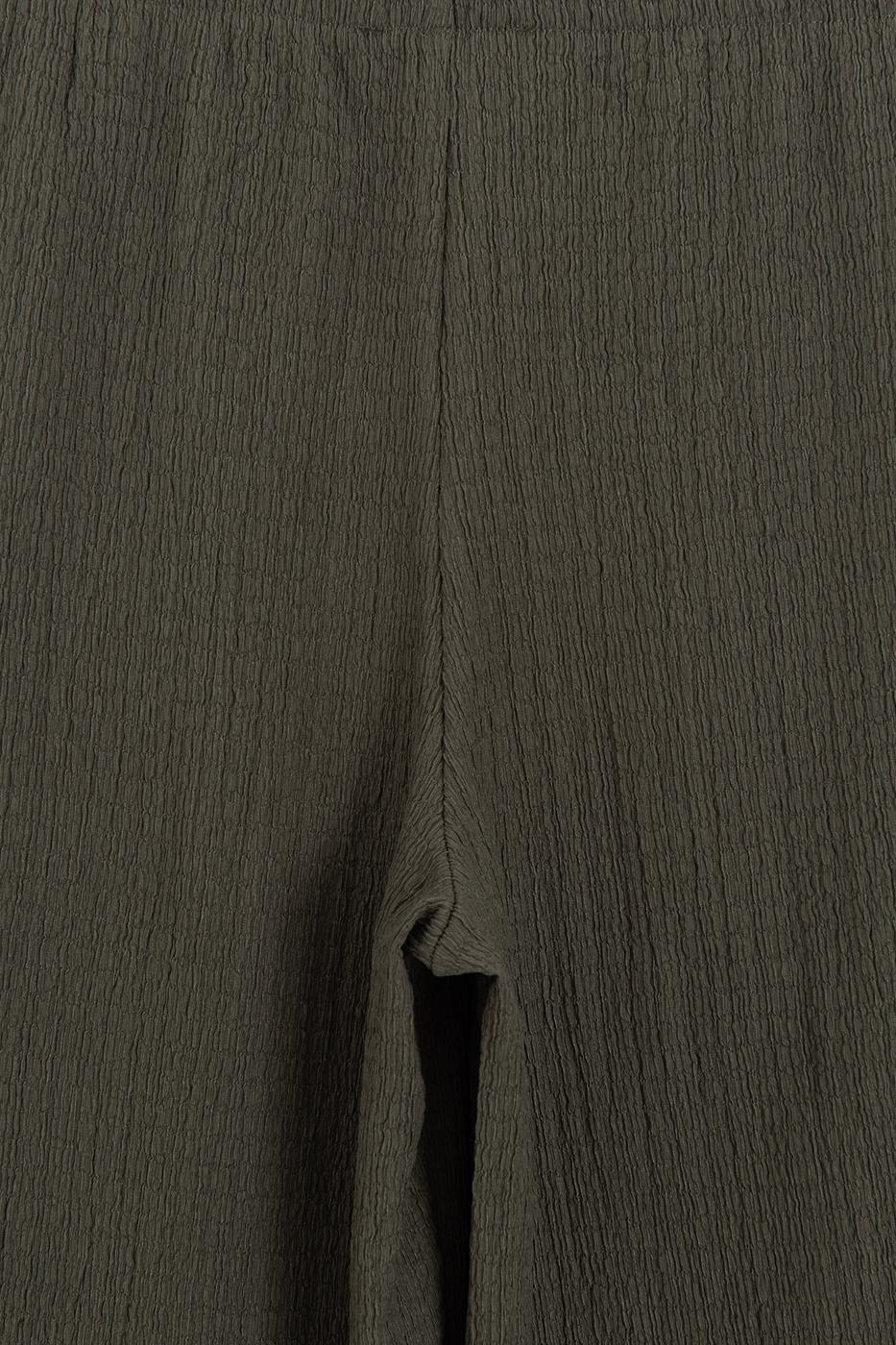 Textured Straight Cut Trousers Khaki