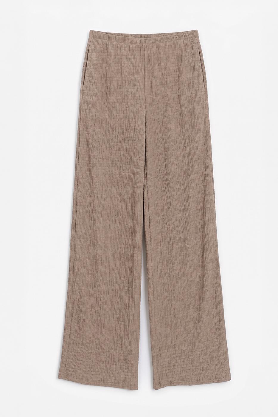 Textured Straight Cut Trousers Mink