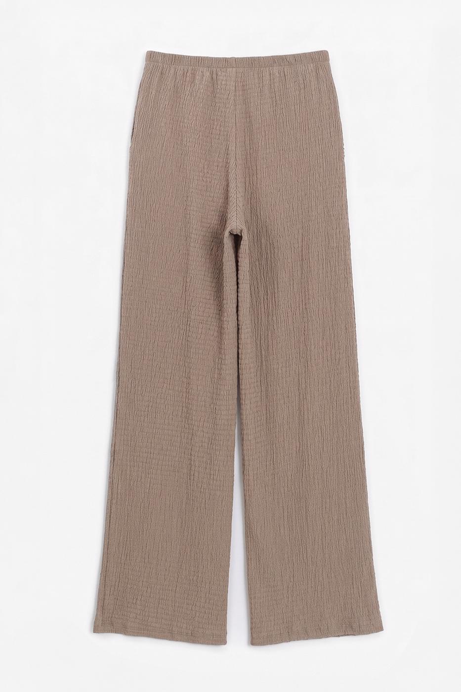 Textured Straight Cut Trousers Mink