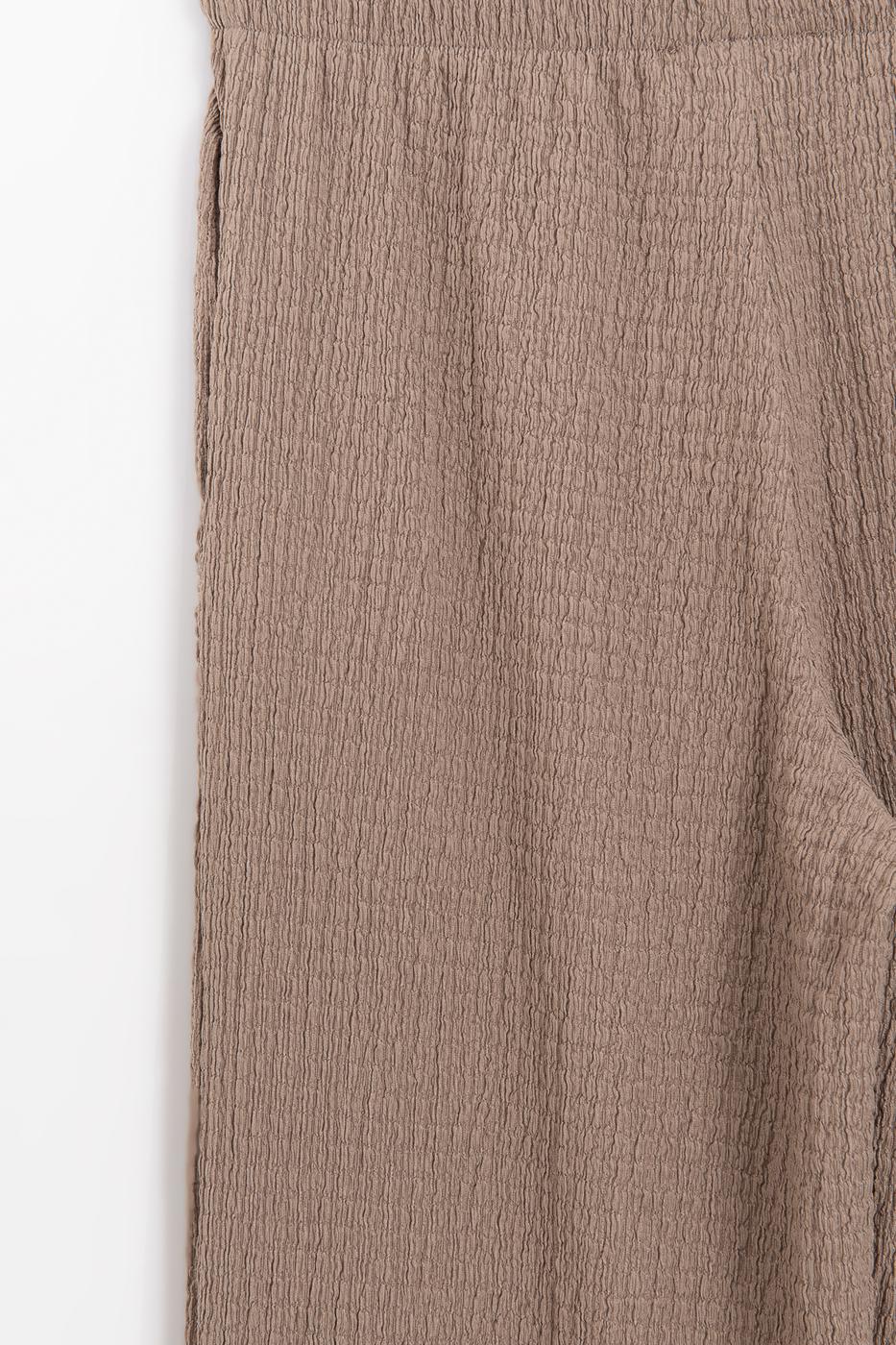 Textured Straight Cut Trousers Mink