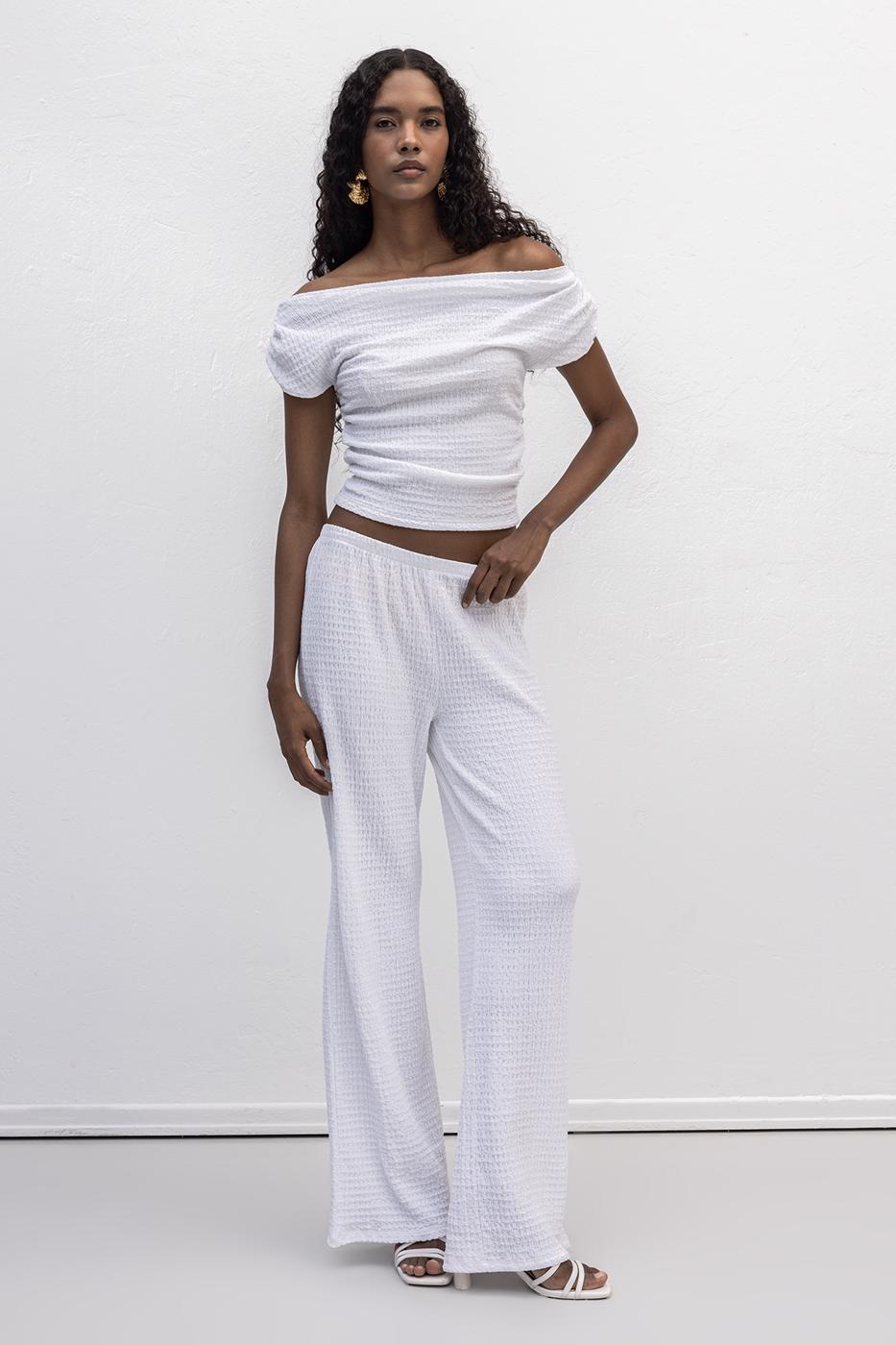 Textured Trousers White