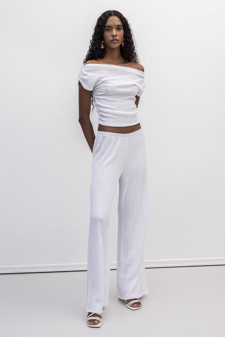 Textured Trousers White