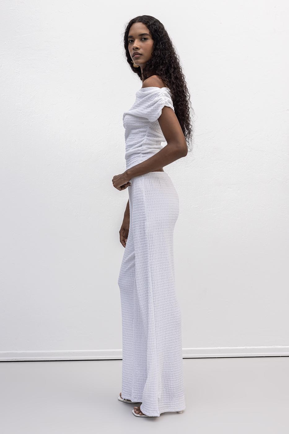 Textured Trousers White
