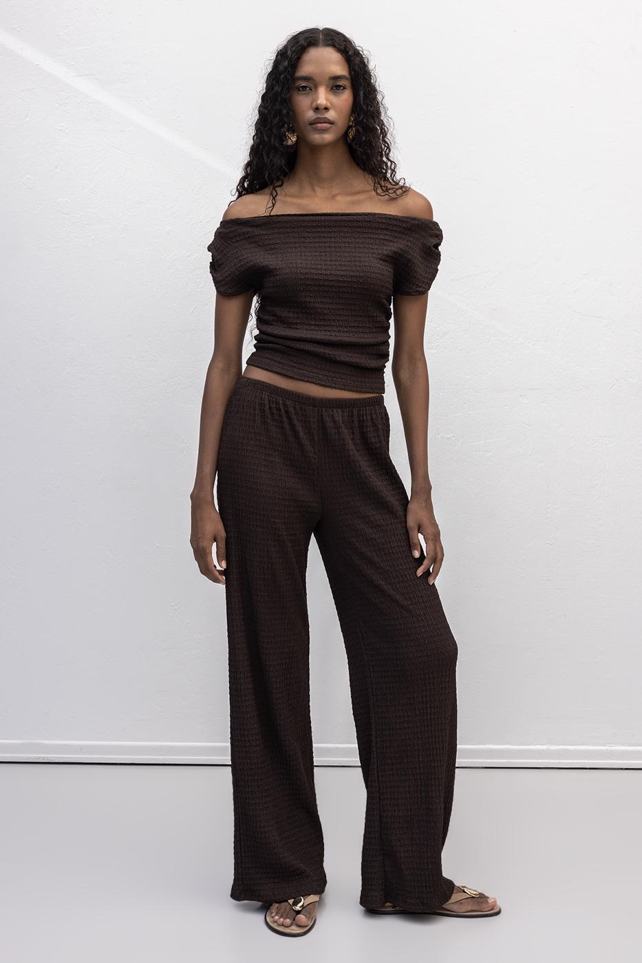 Textured Trousers Brown
