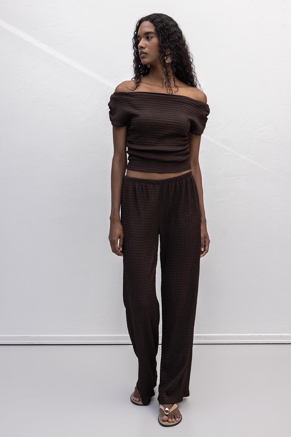 Textured Trousers Brown