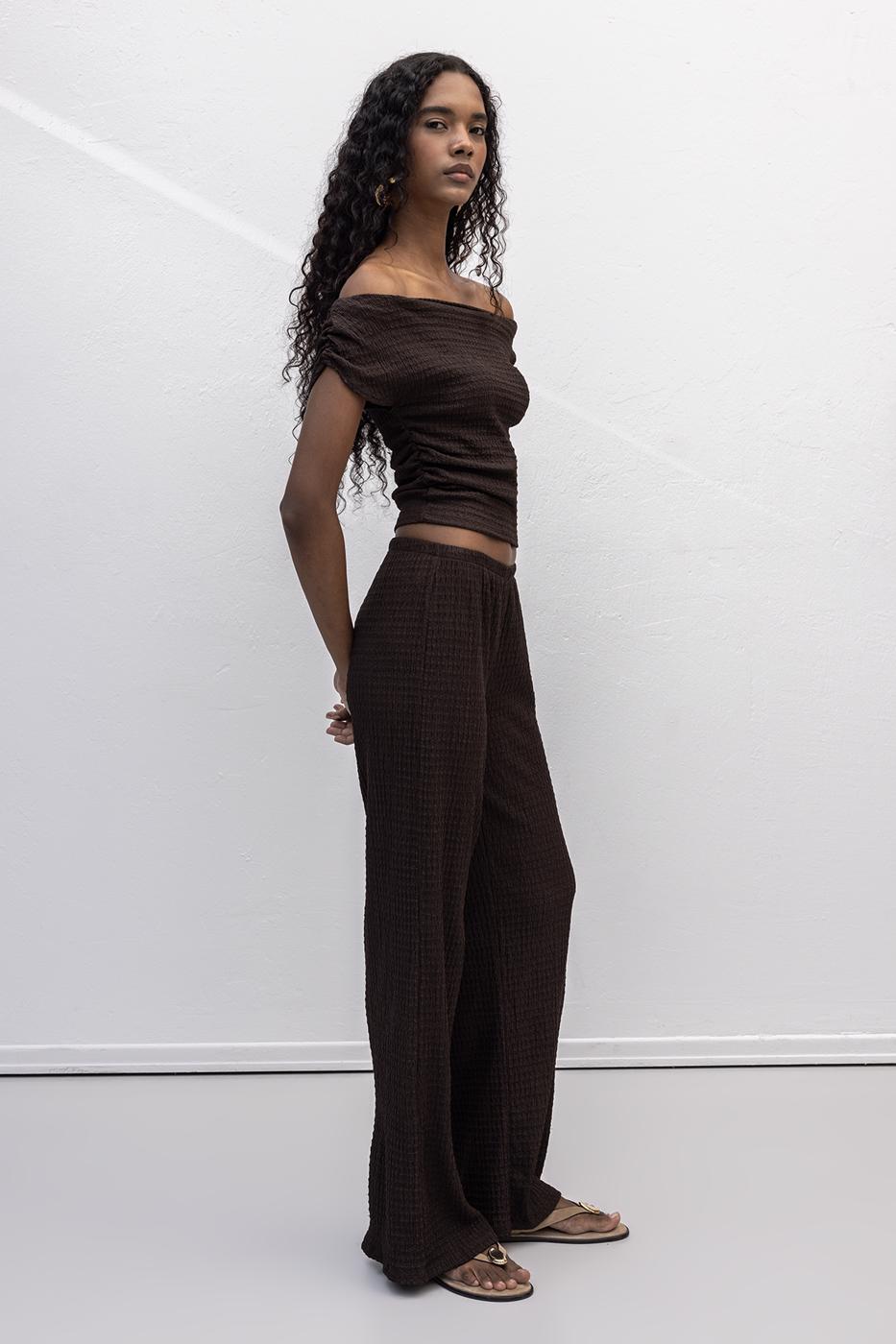 Textured Trousers Brown