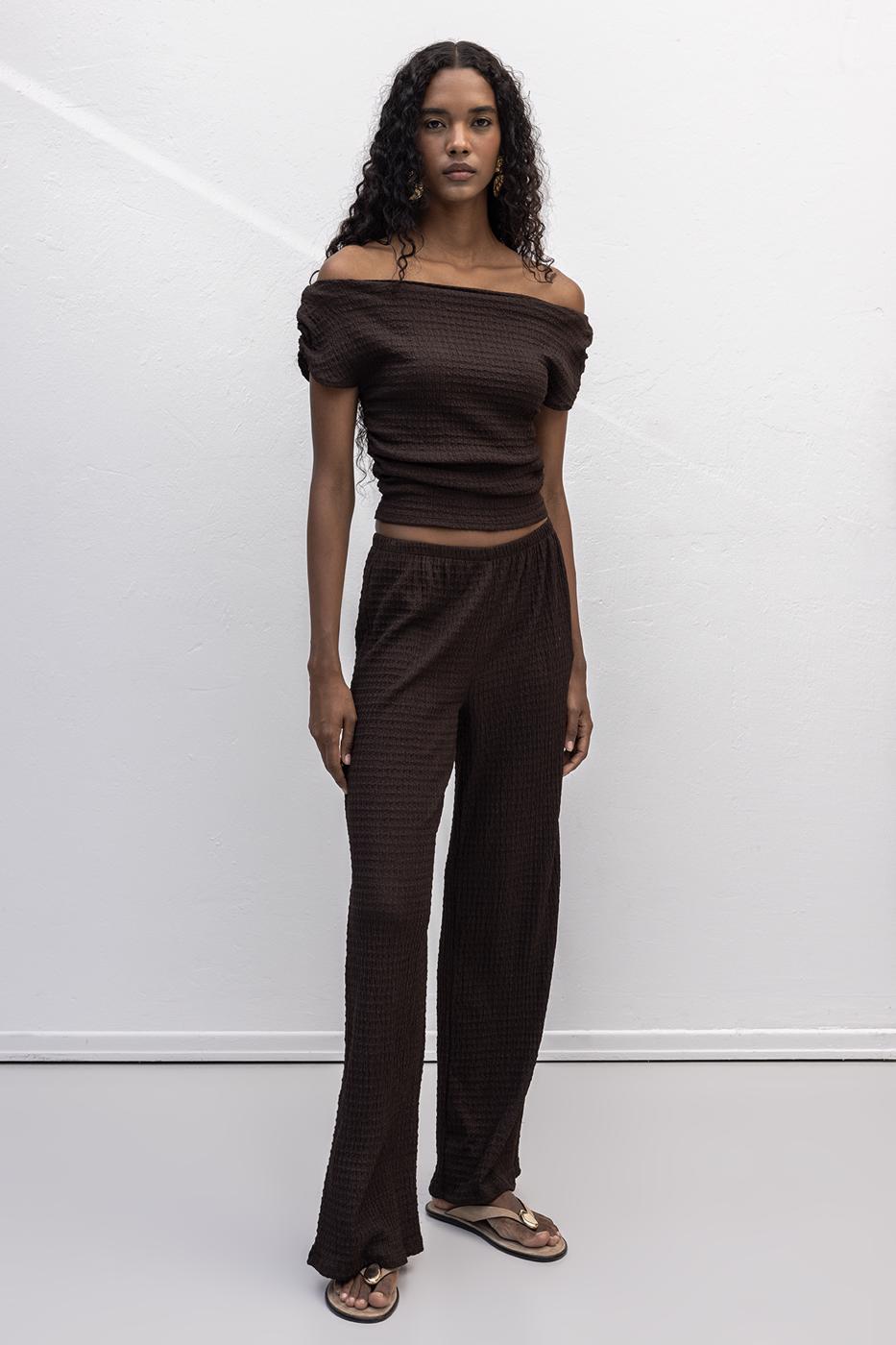 Textured Trousers Brown
