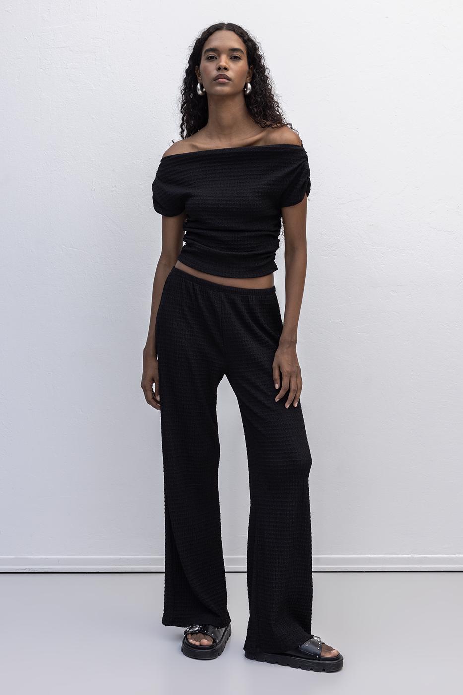 Textured Trousers Black