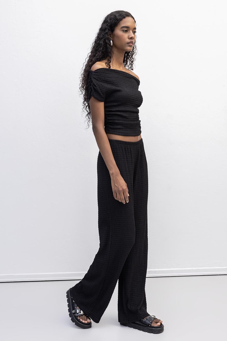 Textured Trousers Black
