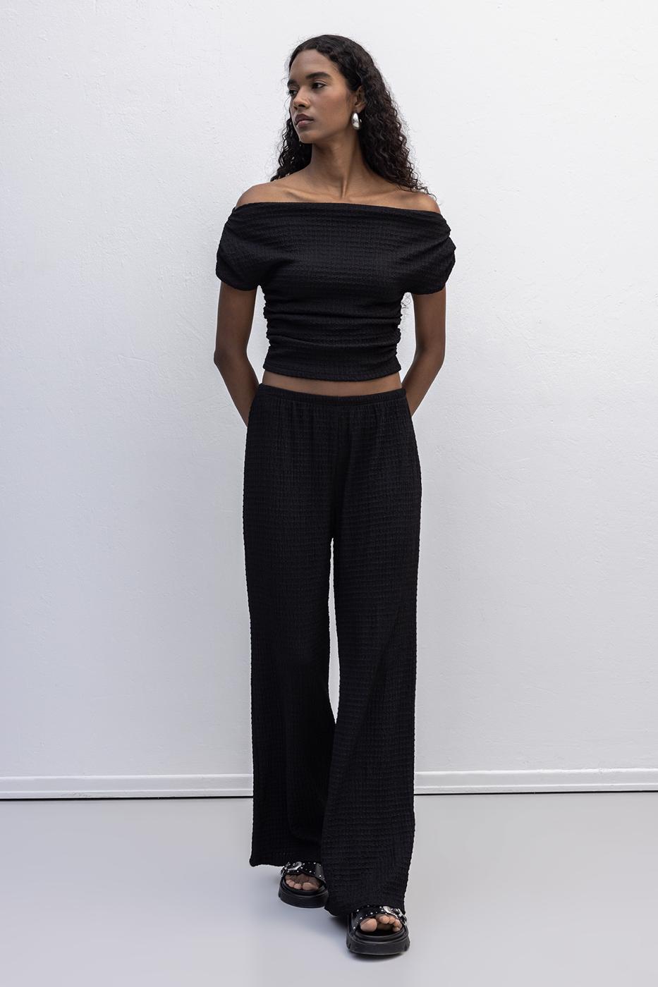 Textured Trousers Black