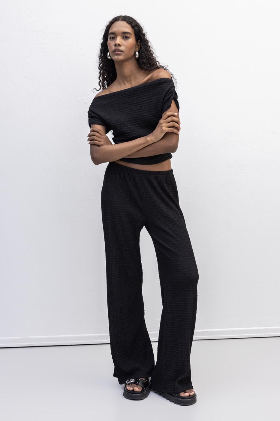 Textured Trousers Black