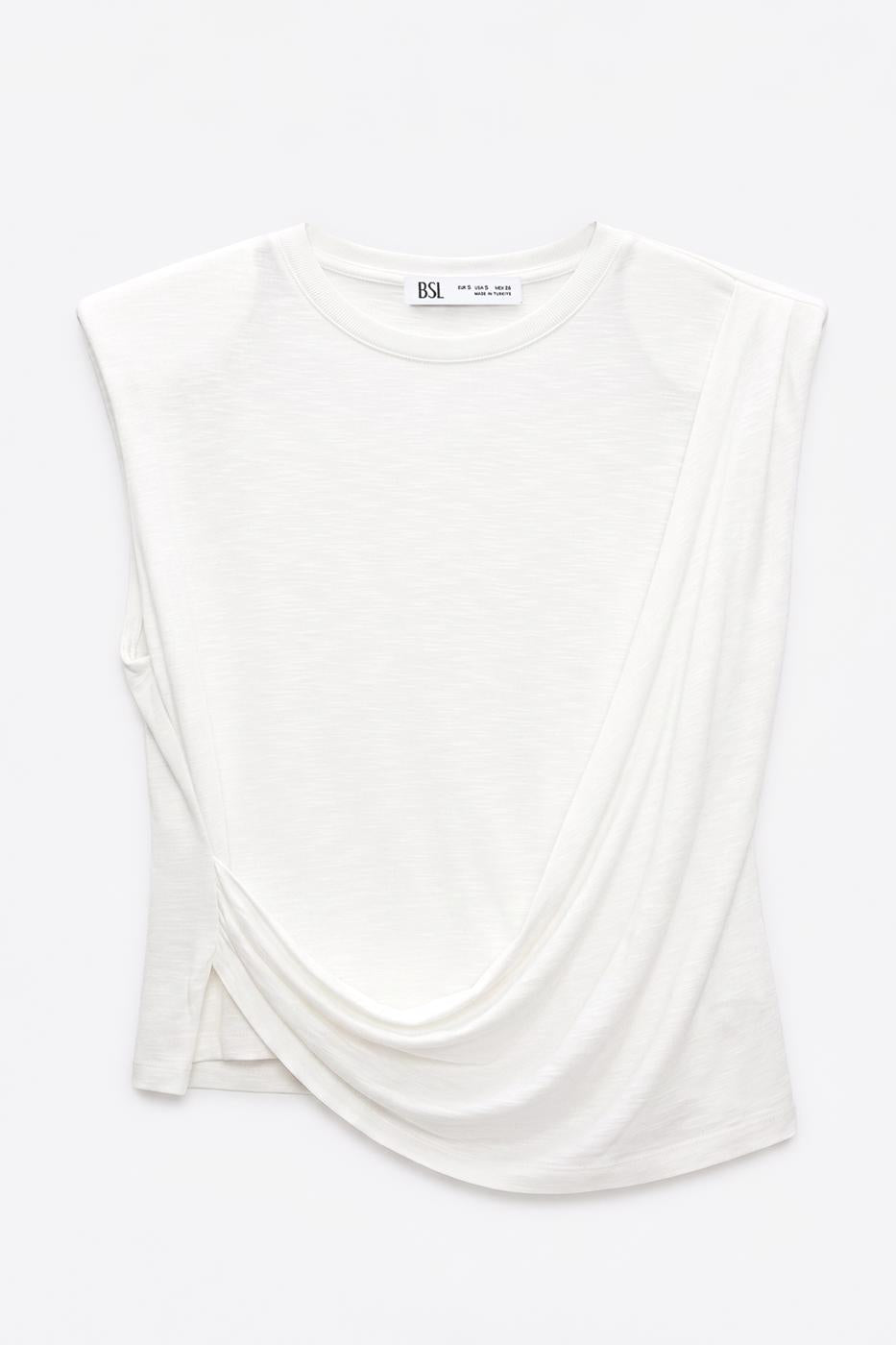 Draped Asymmetrical Top White