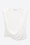 Draped Asymmetrical Top White