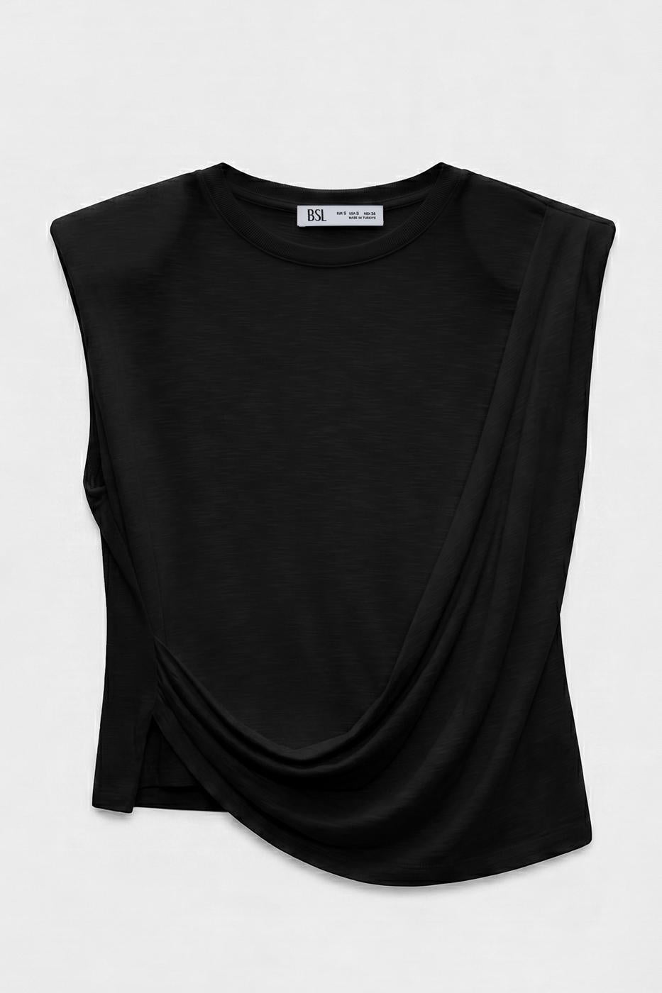 Draped Asymmetrical Top Black