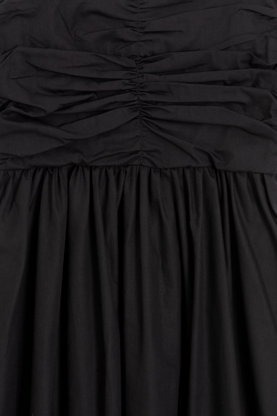 Draped Strappy 100% Cotton Midi Dress Black