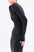 Draped Midi Dress Anthracite