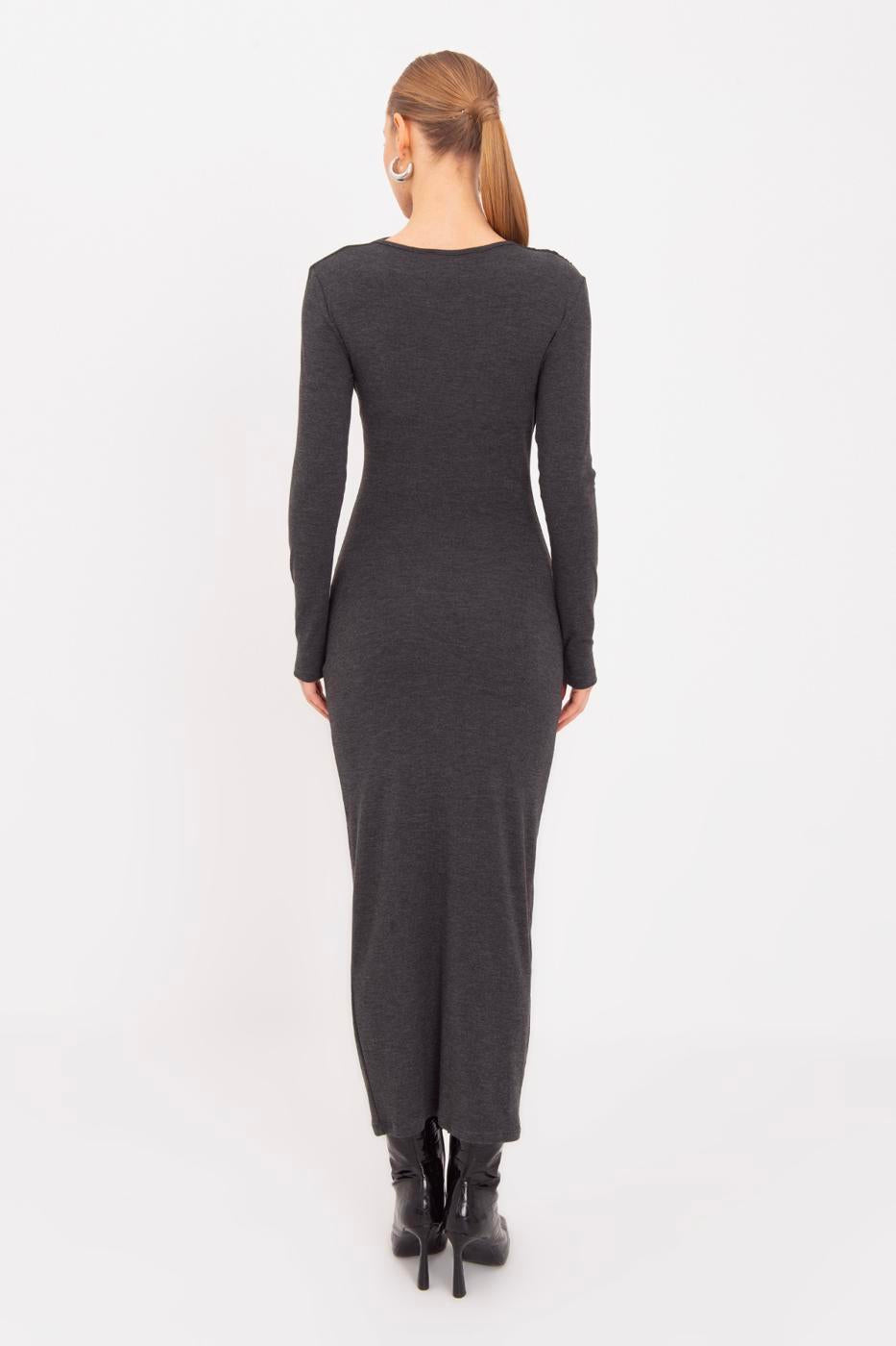 Draped Midi Dress Anthracite