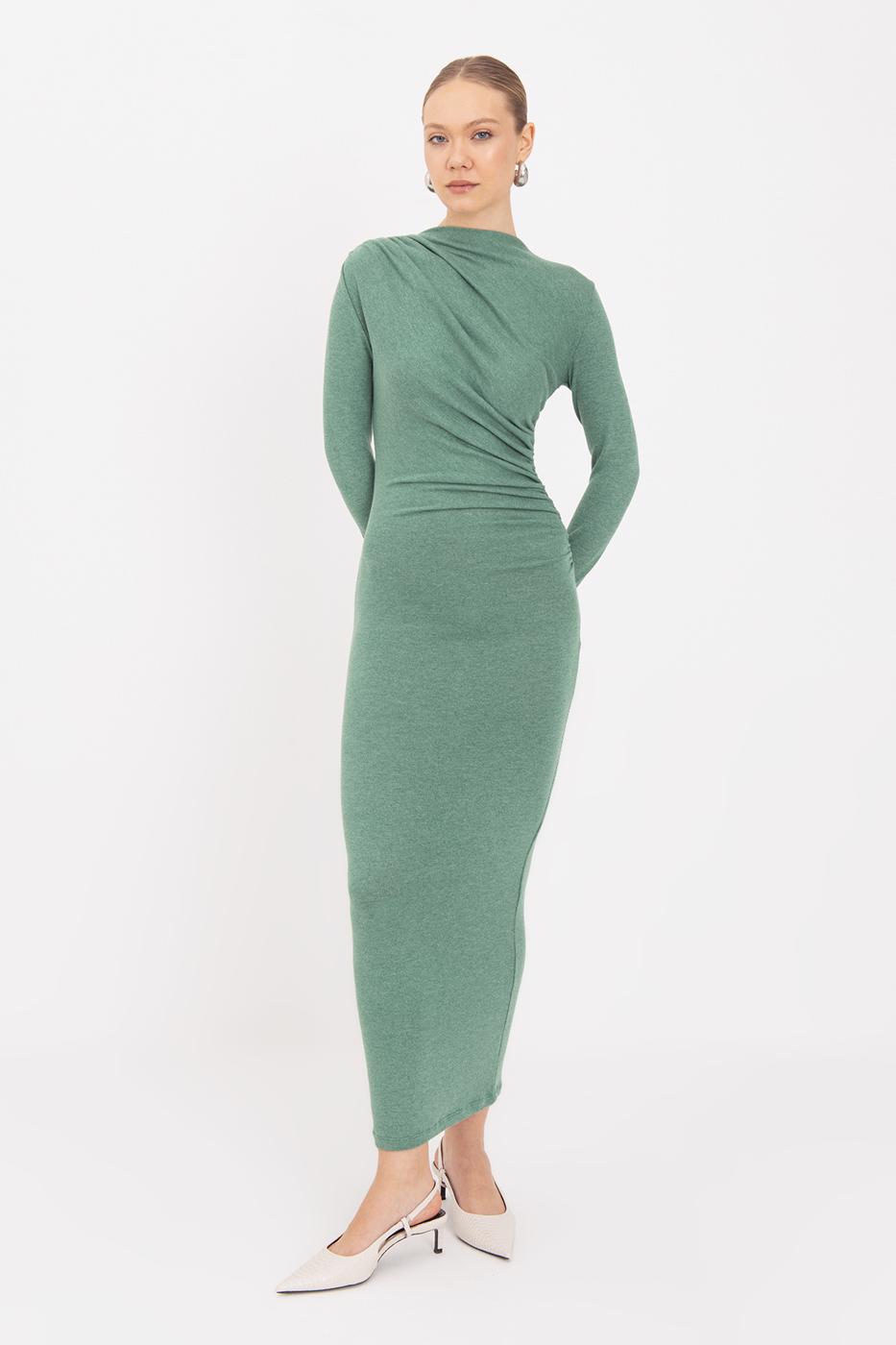 Draped Midi Dress Green